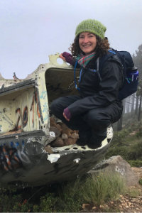 Yvonne on top of Volcán de Agua Helicopter Crash