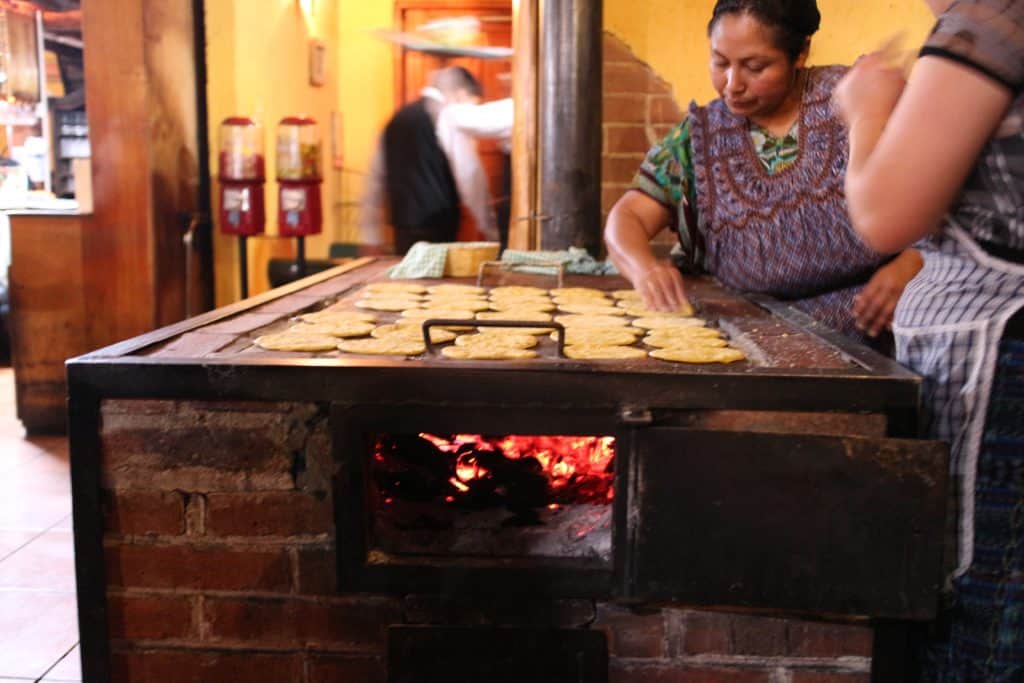 tortillas hot off the comal in Tecpán Guatemala