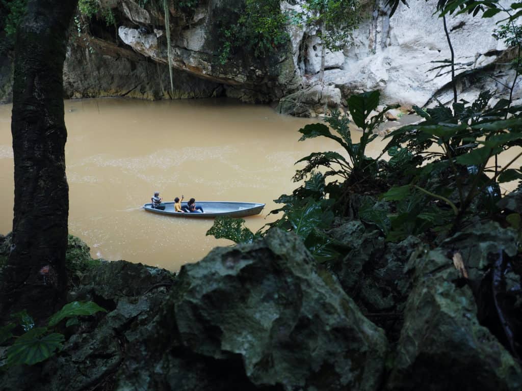 Heading upriver from Balneario El Boquerón by boat