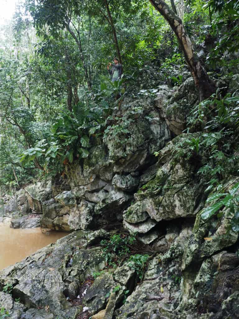 Jeff exploring the limestone jungle around Balneario El Boquerón