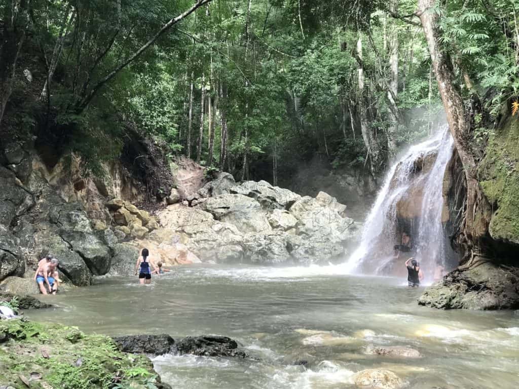 Upriver shot of Cascada Finca El Paraíso in El Estor, Izabal