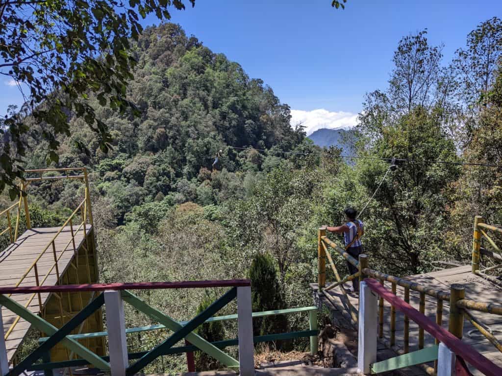 400 meter-long zipline at Parque Ecológico Chuiraxamolo in Santa Clara la Laguna, Sololá