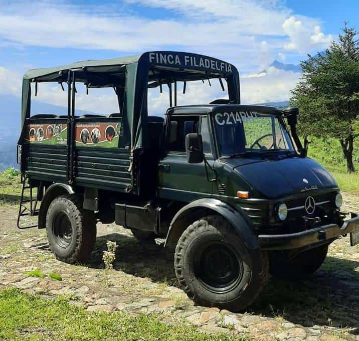 Go on the Unimog Tour of Finca Filadelfia coffee plantation in Antigua Guatemala