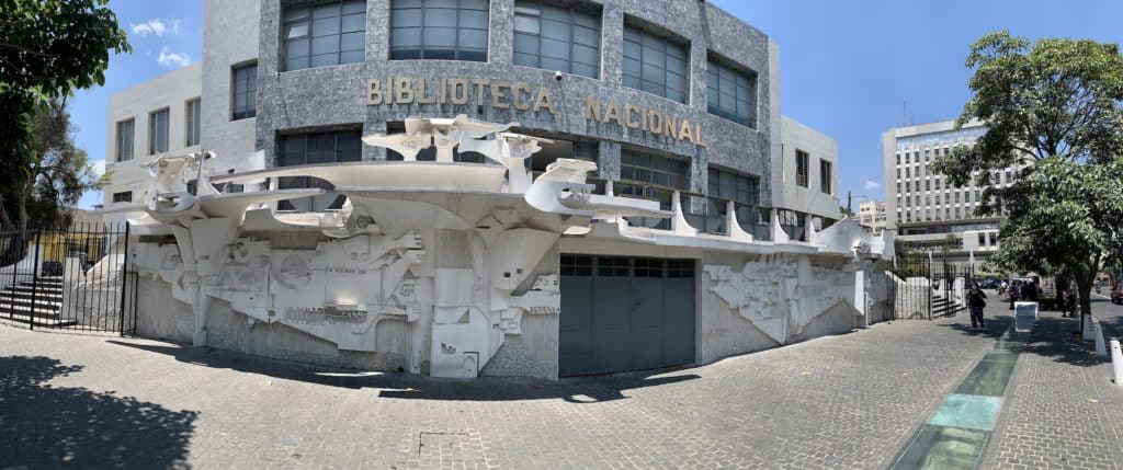 One of the best things to do in Zone 1 Guatemala City is check out this facade. The high-relief mural on the outside of the National Library was built by famous Guatemalan architect Efraín Recinos