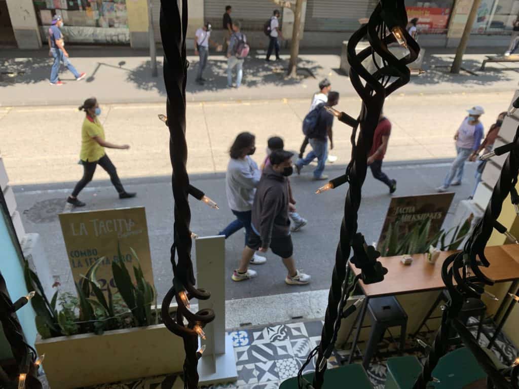 People walking along Paseo la Sexta in Zone 1 Guatemala City