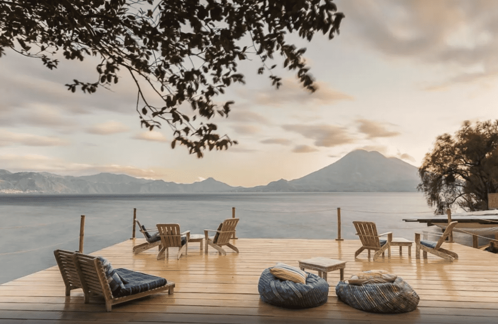 Hotel Isla Verde sun deck with lake views