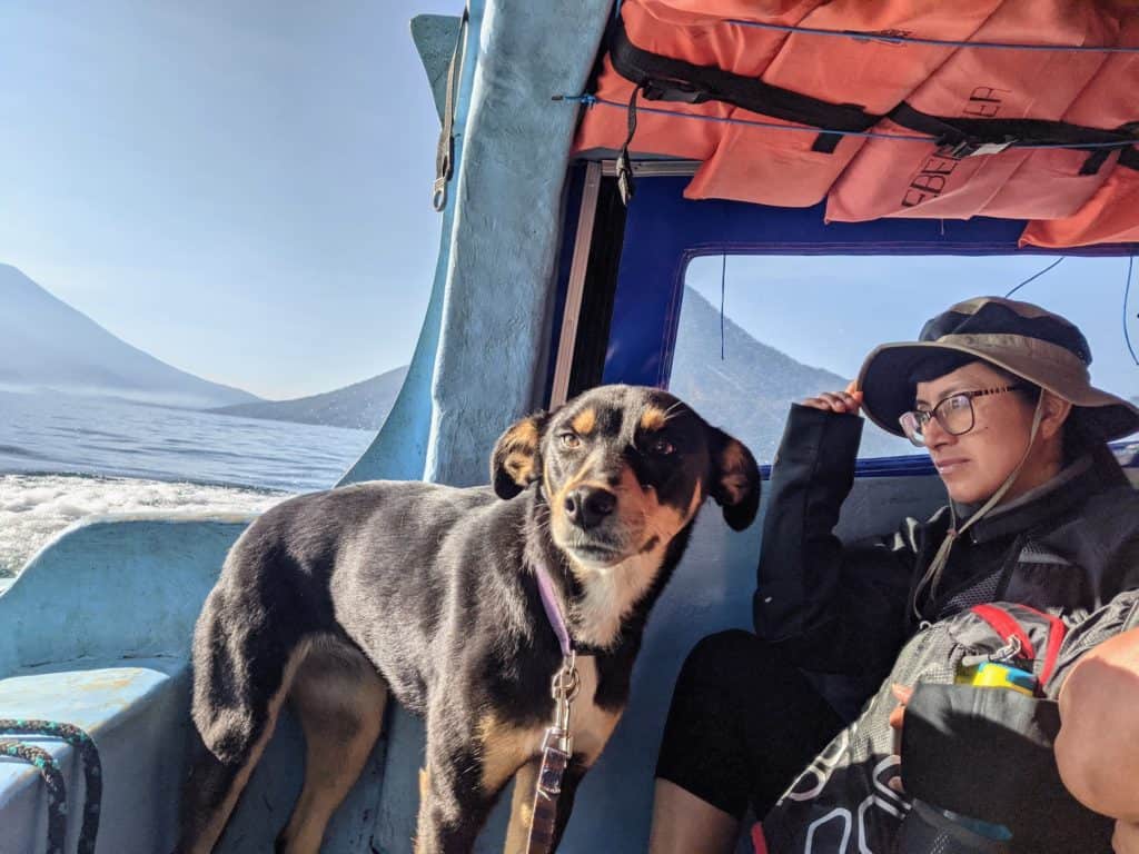 Lily and Vilma on the boat from Panajachel to San Pedro la Laguna