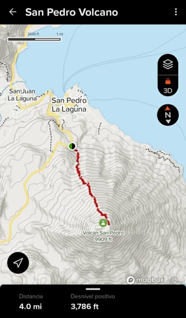 mapa del Volcán San Pedro